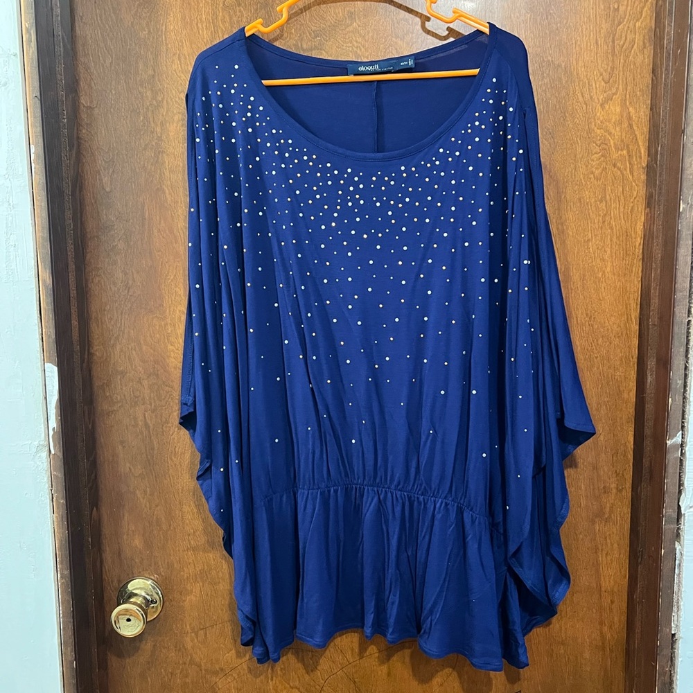 Eloquii Blue Studded Top